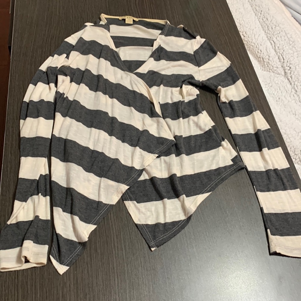 Black and white striped cardigan